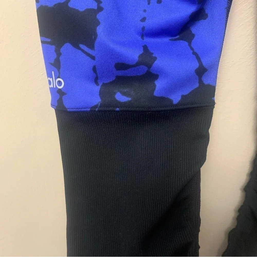 ALO Yoga Goddess Ribbed Legging Blue Black Tie Dye Size Small